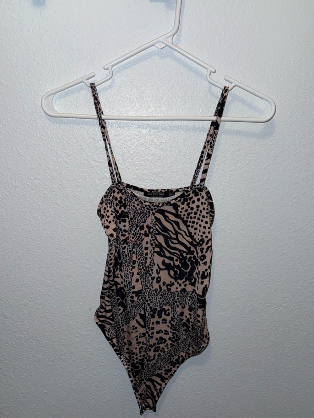 Nasty Gal Black and Beige Mixed Animal Print Cami